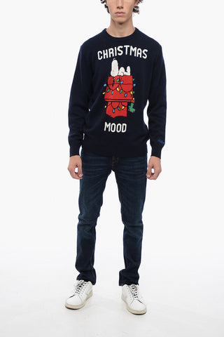 PEANUTS Embroidered CHRISTMAS MOOD Crew-neck Sweater