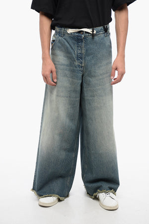 MONCLER X PALM ANGELS Jeans Ultra Wide Leg con Dettagli Sfrangiati 40cm