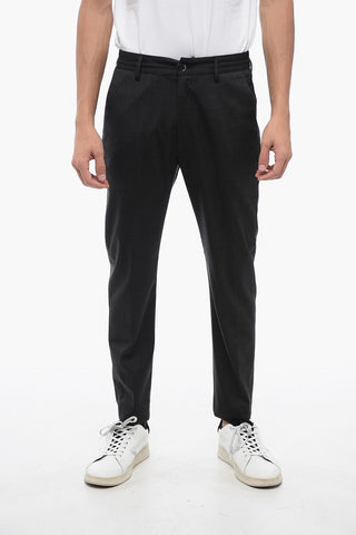 Virgin Wool Stretch Pants with Drawstring Waist