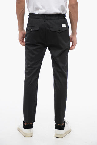 Virgin Wool Stretch Pants with Drawstring Waist