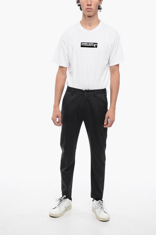 Virgin Wool Stretch Pants with Drawstring Waist