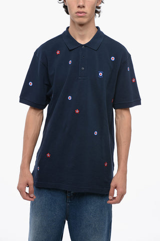 Cotton Polo with Embroidered Floral Pattern