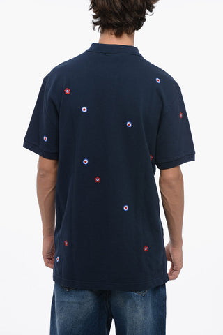 Cotton Polo with Embroidered Floral Pattern
