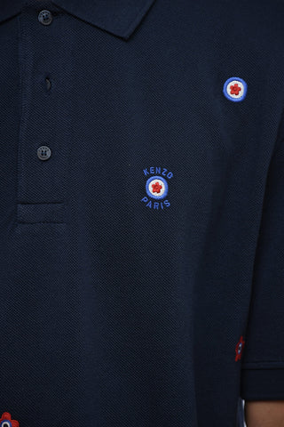 Cotton Polo with Embroidered Floral Pattern
