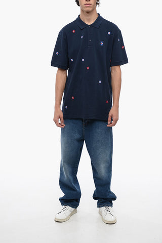 Cotton Polo with Embroidered Floral Pattern