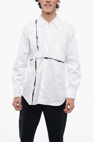 SHIRT Balanced Stripe Cotton Shirt with Tartan Inserts