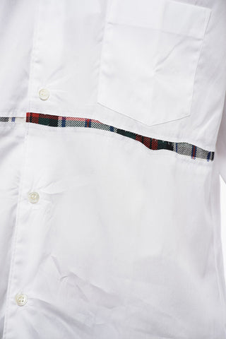 SHIRT Balanced Stripe Cotton Shirt with Tartan Inserts
