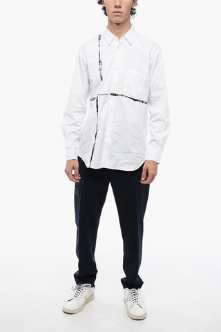 SHIRT Balanced Stripe Cotton Shirt with Tartan Inserts