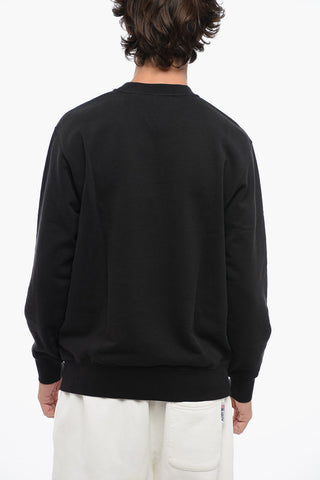 Solid Color Cotton Crew-neck Sweatshirt