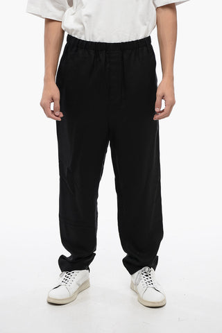 2-Pocket Viscose Blend Pants with Elastic Waistband