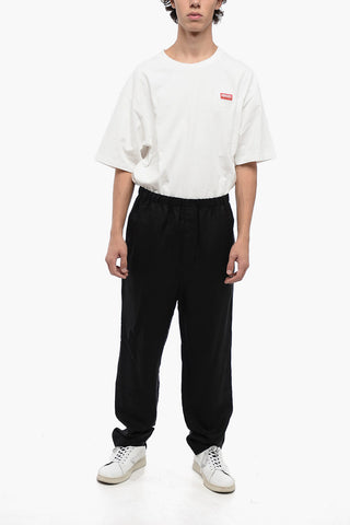 2-Pocket Viscose Blend Pants with Elastic Waistband