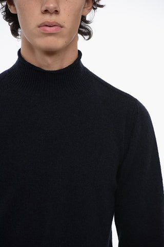 Maglia a Collo Alto in Misto Cammello