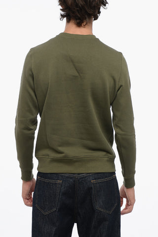 Fleeced-Cotton Crew-Neck Sweatshirt with Embroidery Logo