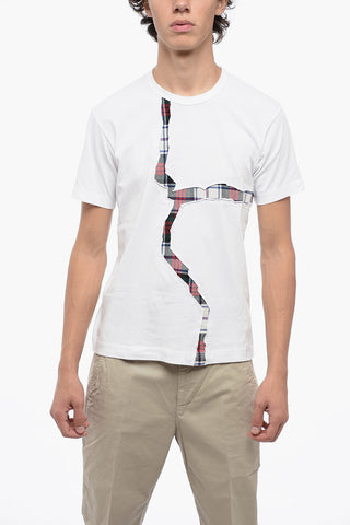 SHIRT Cotton T-Shirt with Tartan Inserts