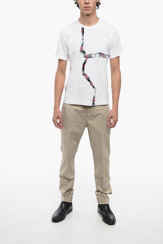 SHIRT Cotton T-Shirt with Tartan Inserts