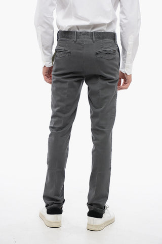 Pantaloni Chino in Cotone Stretch a Tinta Unita