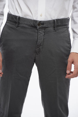 Pantaloni Chino in Cotone Stretch a Tinta Unita