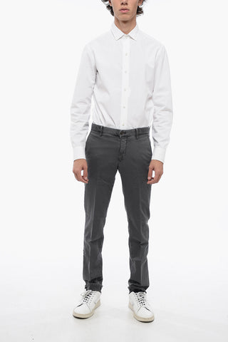 Pantaloni Chino in Cotone Stretch a Tinta Unita
