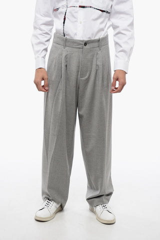 Wool Blend COSMO Double Pleat Pants with belt Loops