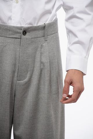 Wool Blend COSMO Double Pleat Pants with belt Loops