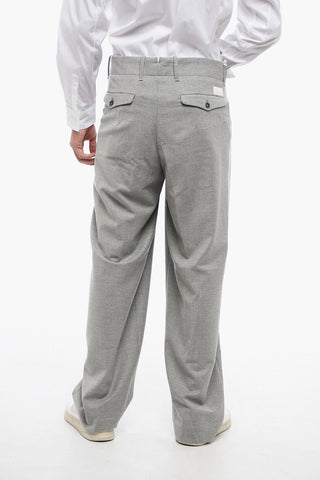 Wool Blend COSMO Double Pleat Pants with belt Loops