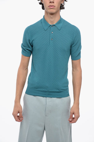 3-Button Jacquard Cotton Polo