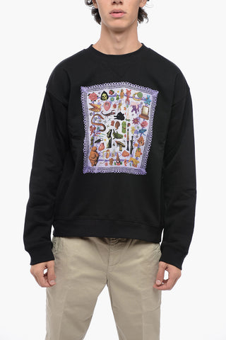 Printed Brushed Cotton Crew-neck Sweatshirt