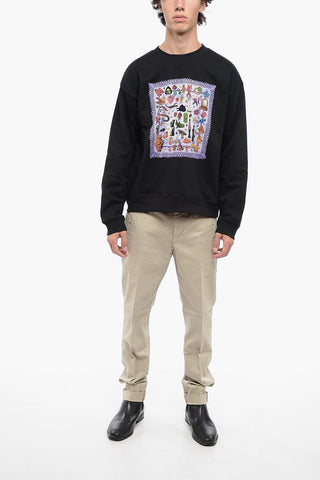 Printed Brushed Cotton Crew-neck Sweatshirt