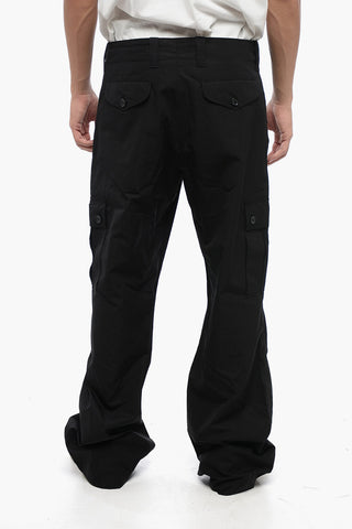 Pantaloni Cargo a Vita Alta in Cotone Extrafine