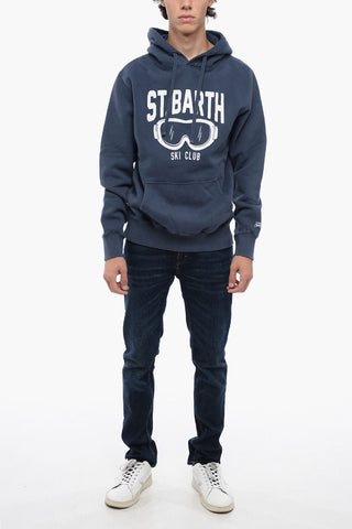 Solid Color Hoodie with Contrasting Print