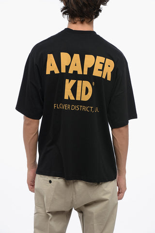 T-shirt Girocollo in Cotone con Maxi Stampa Sul Retro