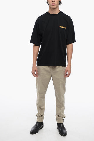 T-shirt Girocollo in Cotone con Maxi Stampa Sul Retro