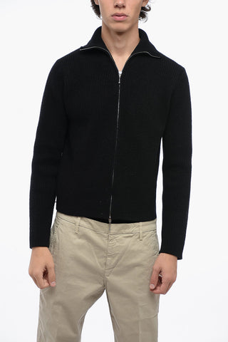Ribbed Turtleneck Cardigan with Zip