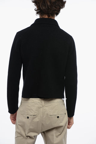 Ribbed Turtleneck Cardigan with Zip