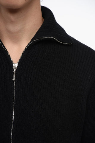Ribbed Turtleneck Cardigan with Zip