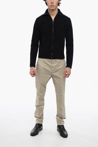 Ribbed Turtleneck Cardigan with Zip