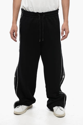 Brushed Cotton Sweatpants with Side Logoed Bands