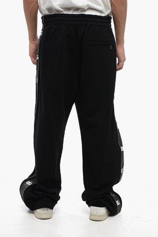 Brushed Cotton Sweatpants with Side Logoed Bands