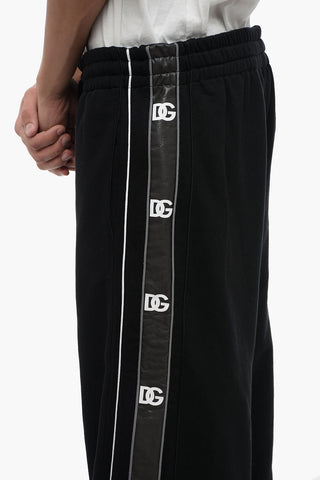 Brushed Cotton Sweatpants with Side Logoed Bands