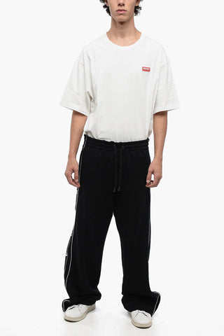 Brushed Cotton Sweatpants with Side Logoed Bands