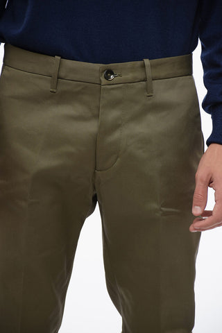 Cotton Twill Pants with Hidden Closure 