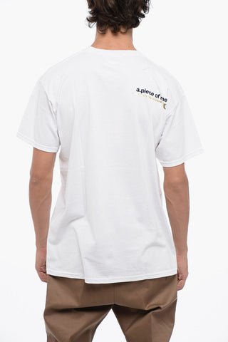 T-shirt Girocollo in Cotone con Logo in Velour