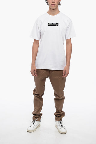T-shirt Girocollo in Cotone con Logo in Velour