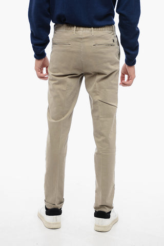 Pantaloni in Cotone Stretch a 1 Pince con Elastico in Vita