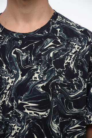 T-Shirt Girocollo HONORE in Cotone Motivo Marble