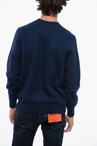 Wool MORNING GLORY Crewneck Sweater with Contrasting Embroidery
