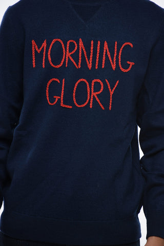 Wool MORNING GLORY Crewneck Sweater with Contrasting Embroidery
