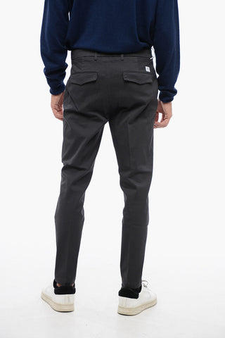 Pantaloni Chino in Twill di Cotone con Tasca Ad Aletta
