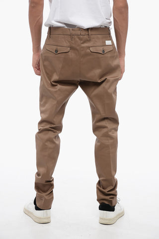 Pantaloni Chino in Cotone Stretch Con Tasche ad Aletta