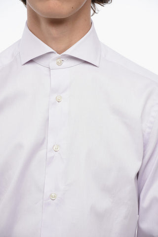 Cotton Shirt with Spread Collar